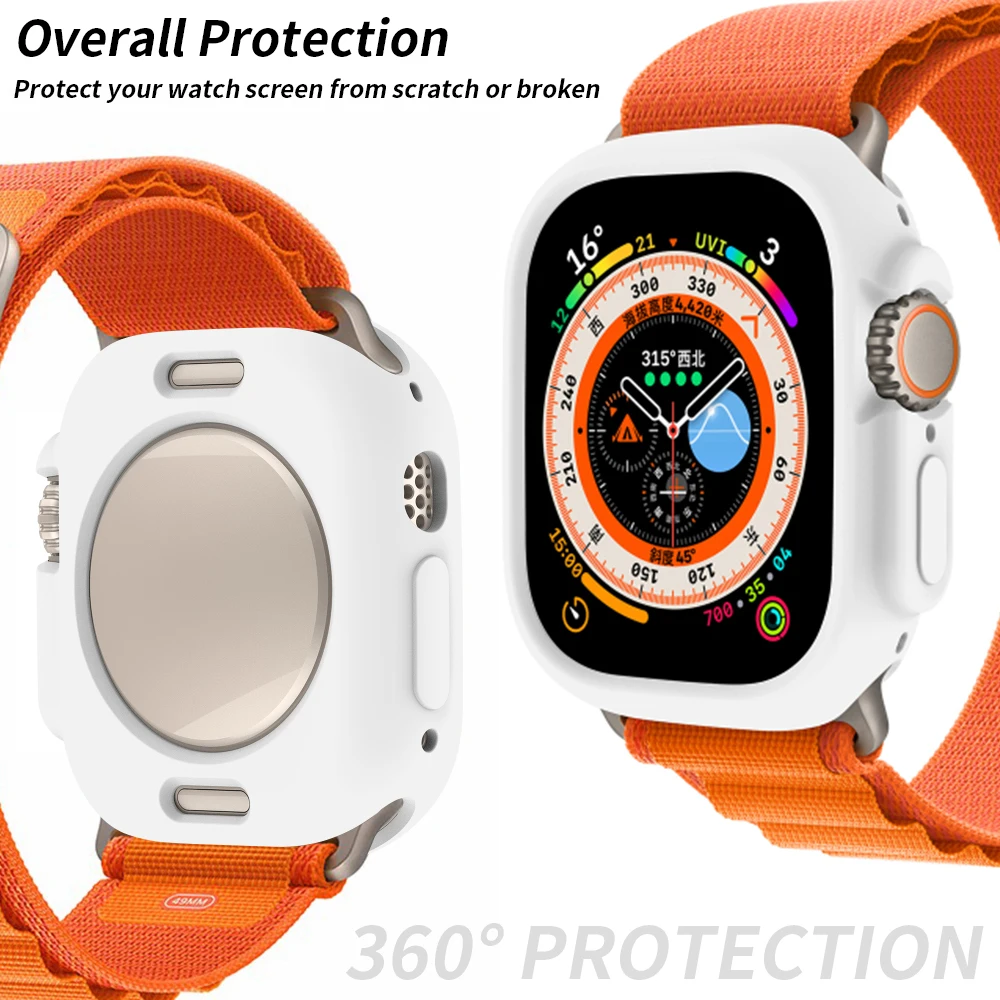 Soft Case for Apple Watch Ultra 49mm Sport watch Silicone Hollow Frame Bumper for iWatch Series 8/7 41mm 45mm Protective Cover