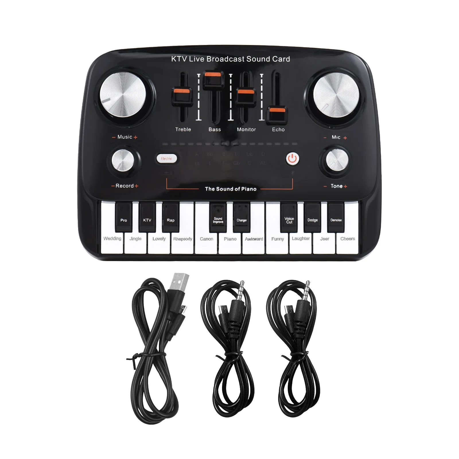 

Live Sound Card Piano Shape Audio Recording Desktop Singing BT Wireless Lossless Transmission Plug and Play Voice Changer