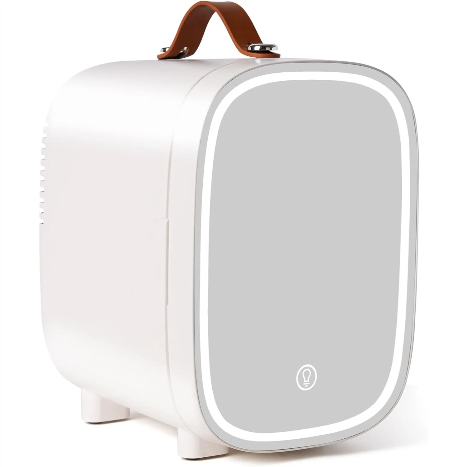 

Mini Fridge for Bedroom, 4L/6 Can Skincare Fridge with LED Mirror & Handle, Portable Cooler Warmer for Drinks Makeup Dorm Office