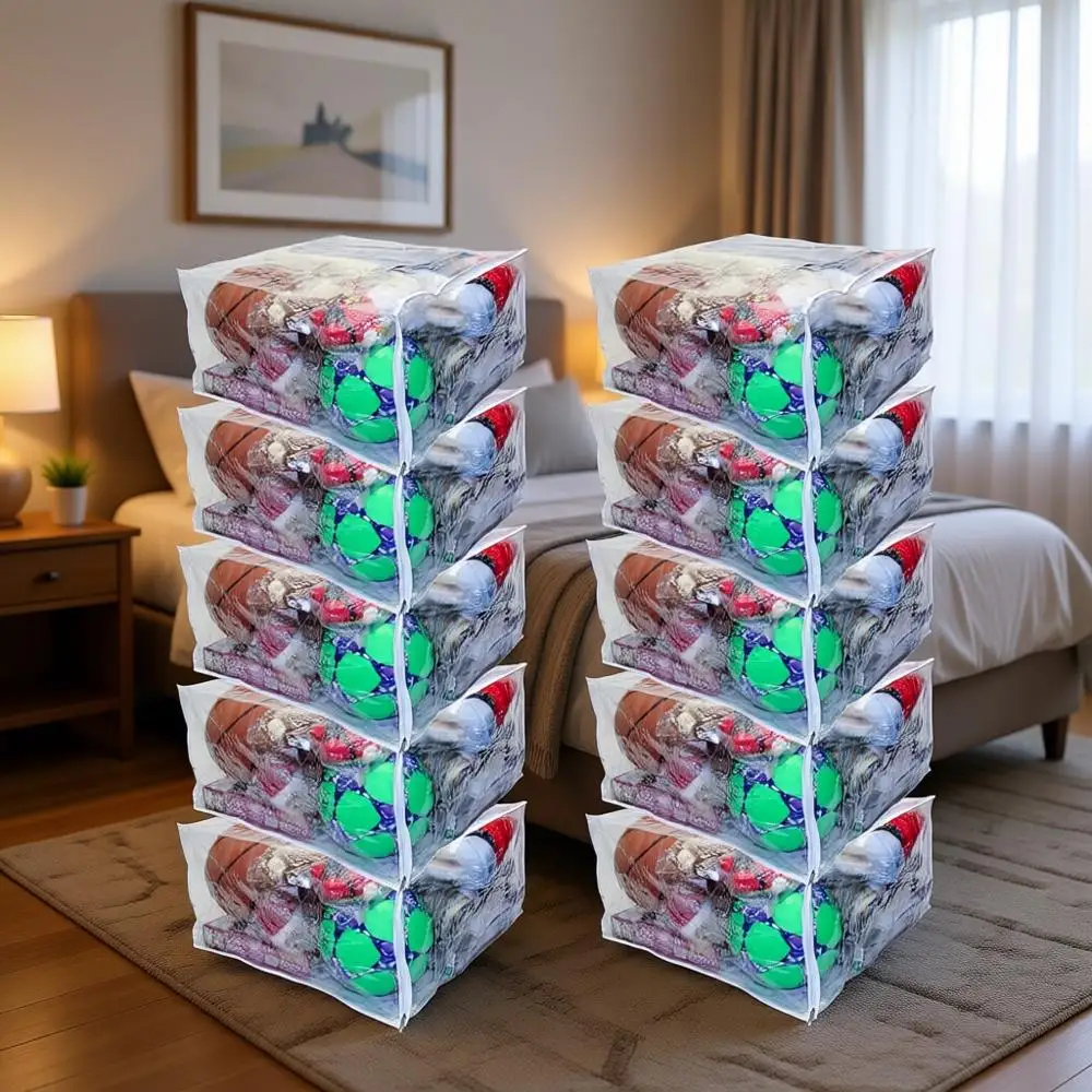 

10-Pack Large Heavy-Duty Clear Vinyl Zipper Bags for Sweaters, Blankets, and Bedding (23 x 23 x 12, 27.5 Gallon)