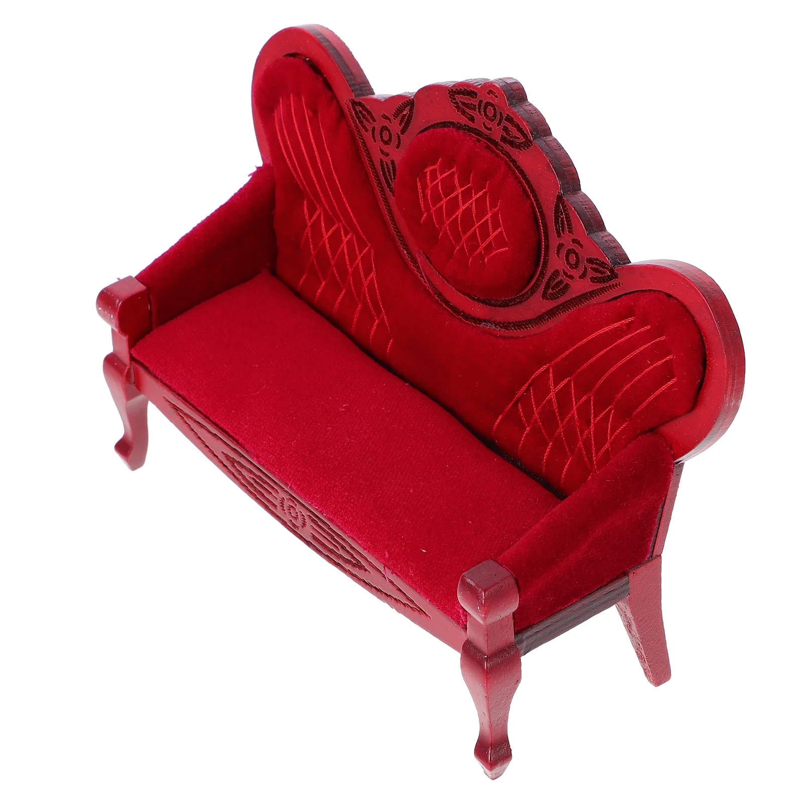 Mini Dollhouse Retro Furniture Carved Sofa Miniature Model ( Color) Tiny Decor Accessory Decoration Decorative