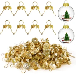50/100pcs Round Christmas Ball Ornament Caps Gold Silver Removable Metal Hangers Cap Merry Xmas Decor For Home New Year Navidad