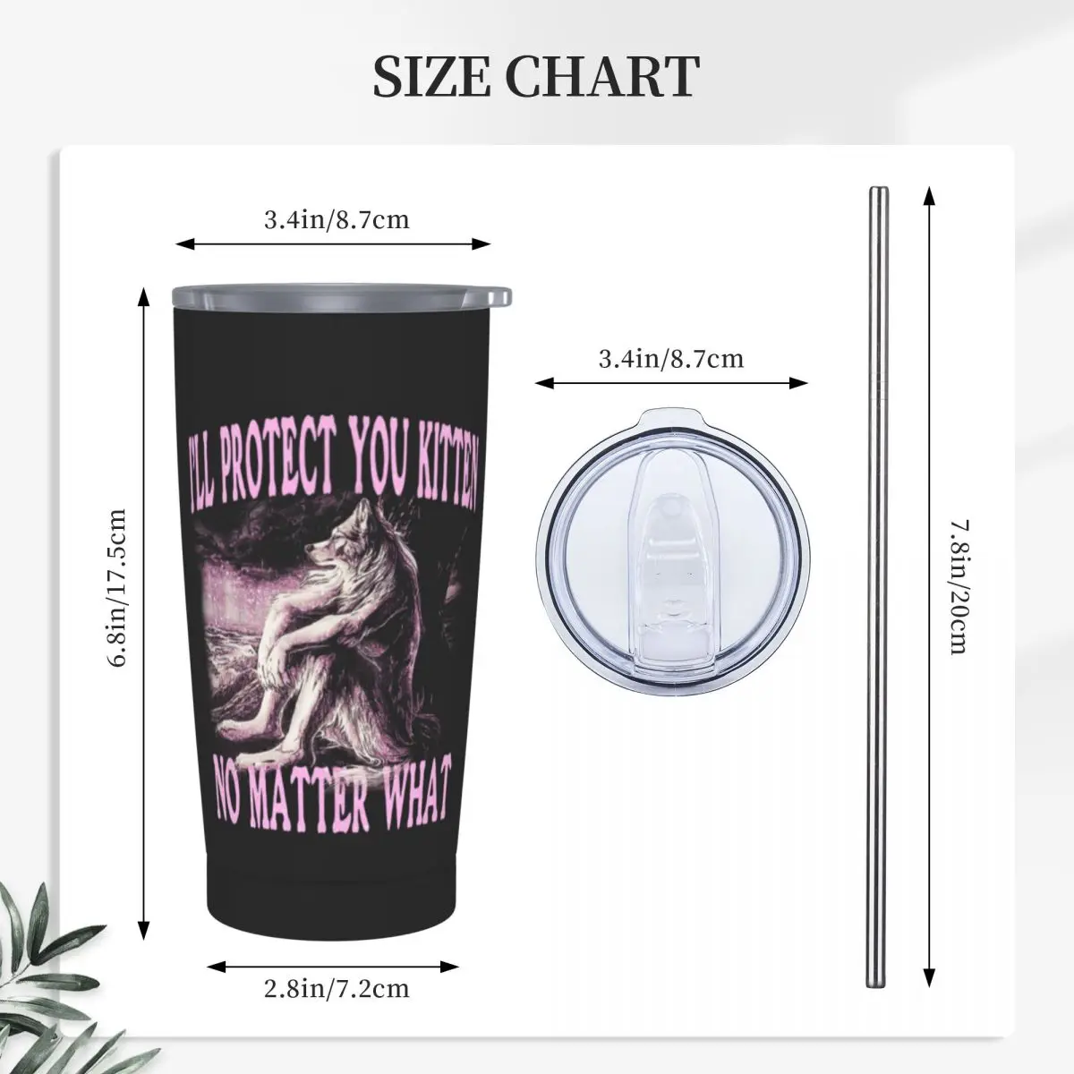 Wolf Ripping Alpha Wolf Werewolf Stainless Steel Tumbler Vacuum Insulated Mugs Thermal Cold Cup Straw With Lid 20oz