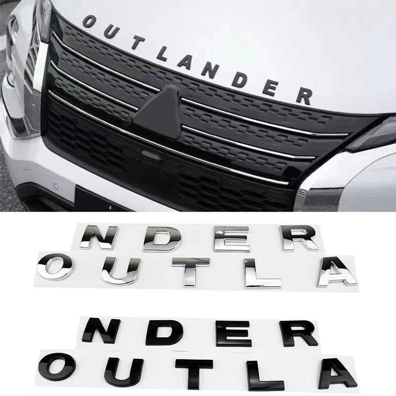 

Car 3D ABS Letters Logo Decals Sticker For Mitsubishi OUTLANDER 2023 2024 Car Front Head Hood Alphabet Emblem Badge Stickers