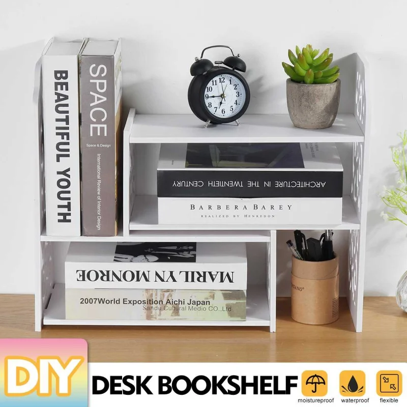 

Desktop Bookshelf Simple Desk Combination Bookshelf On Table Modern Student Children Table Desktop Bookcase Storage Shelf Rack