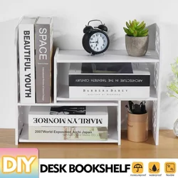 Desktop Bookshelf Simple Desk Combination Bookshelf On Table Modern Student Children Table Desktop Bookcase Storage Shelf Rack