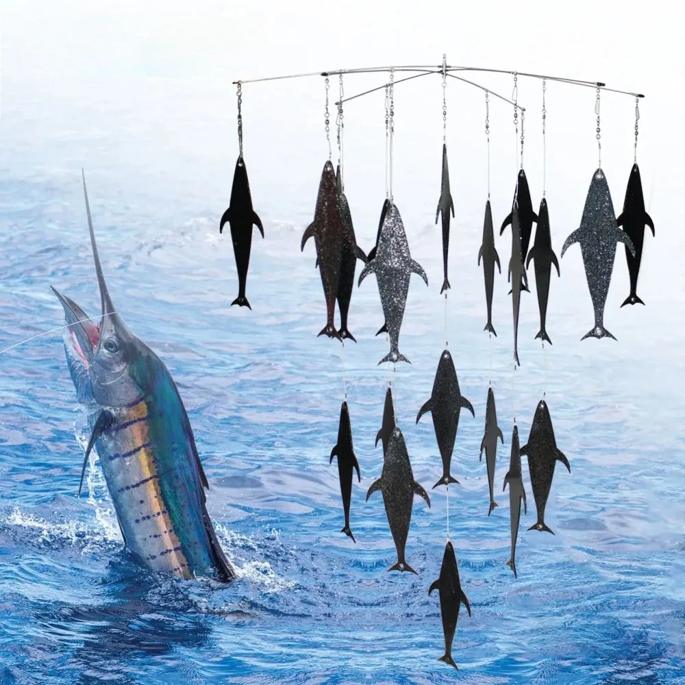Big Game Bait,Flap Dredge Kit 36inch Stainless Steel Spring Line Silicone Fish Tapes Tuna Shark Marlin Fishing Tackle