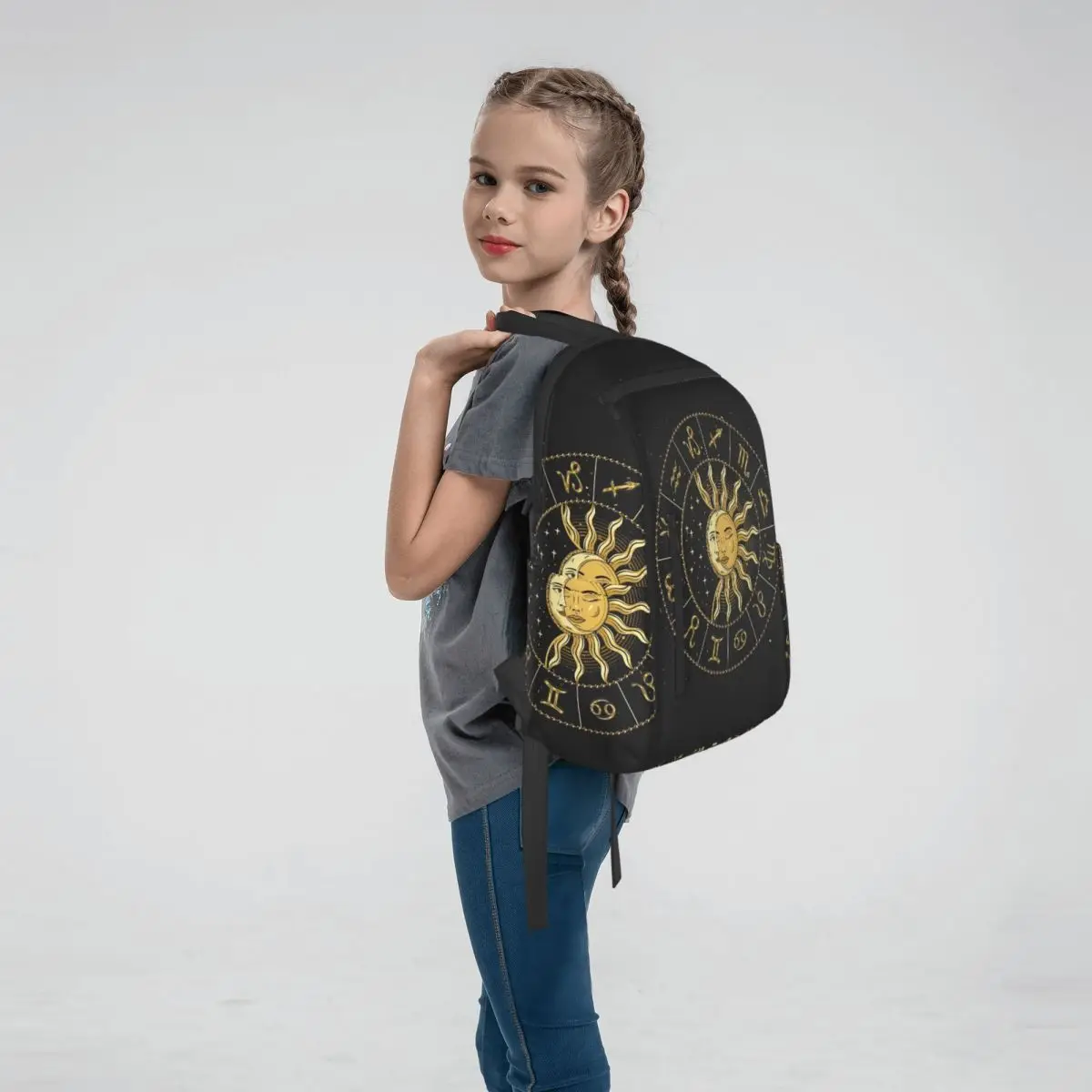 Horoscope Wheel With Zodiac Signs Backpack Large Capacity Boys Girls BookBag School Bag Shoulder Bags for Men Women