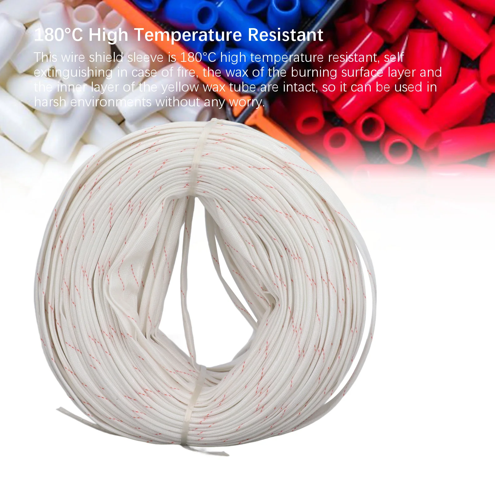 Wire Shield Sleeve 100m Length 8mm Diameter Polyethylene Resin Coated Fiberglass Heat Wrap Wire Shield