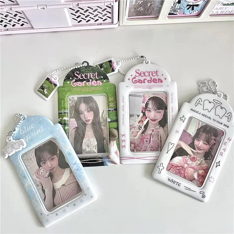 New Photocard Holder Cute 3 Inch PVC Girl Card Holder Storage Card Display Protective Pendant Idol Photo Card Organizer