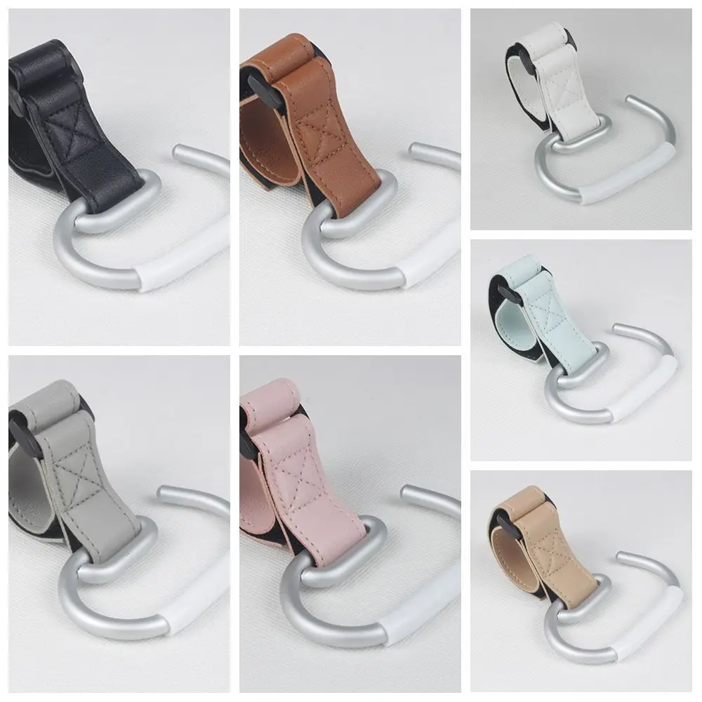 Ganci per passeggino in PU Accessori per passeggino in tinta unita Gancio per appendere Carrello Organizzatore Accessori per passeggino per cartoni animati Carrozzina