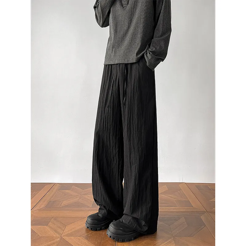 

LAPPSTER Summer Thin Breathable Sports Pants Men's Korean Fashions Black Jogging Sports Fitness White Straight Harem Pants