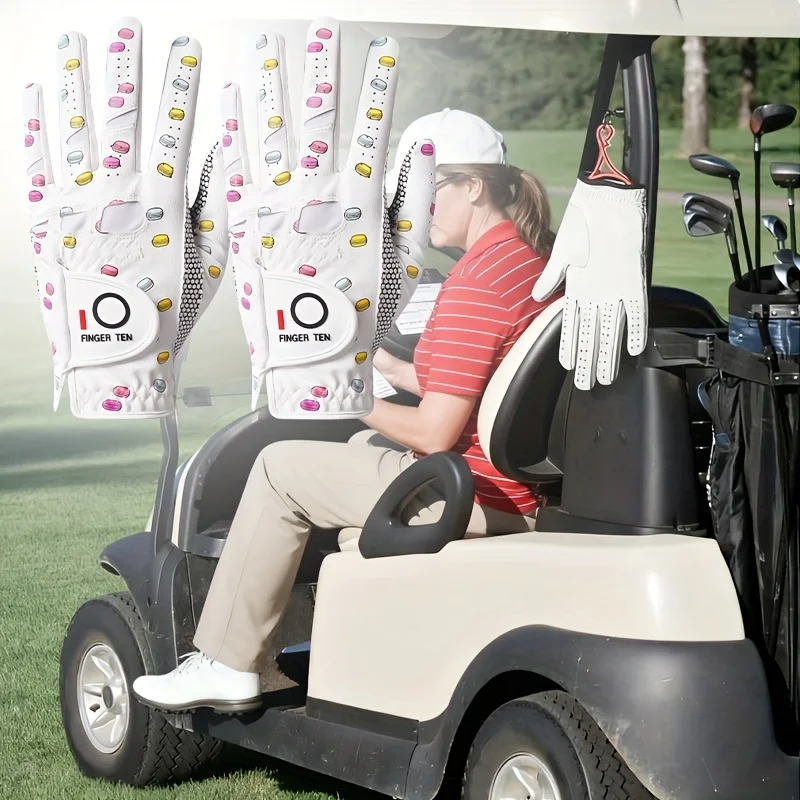 

Женские перчатки для гольфа FINGER TEN, комплект из 2 штук для левой руки, всепогодные, отличная ручка, удобная посадка для серьезных игроков в гольф, практика и игры