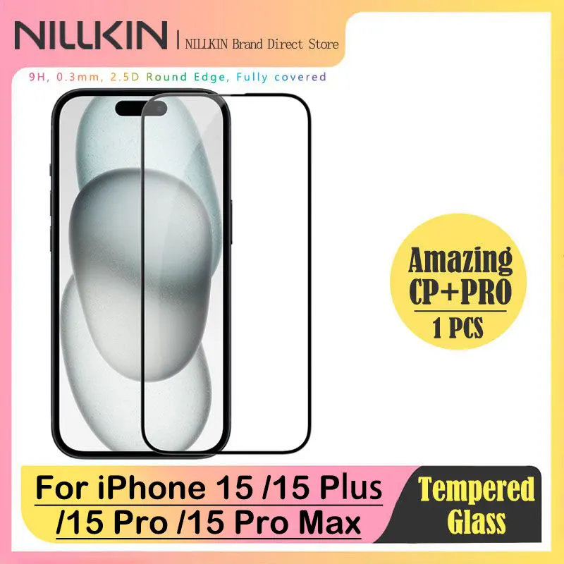 

Защитная пленка из закаленного стекла NILLKIN CP+Pro для iPhone 15 Pro, полностью покрытая, 0,33 мм, защита от царапин, защита 9 часов, HD-пленка