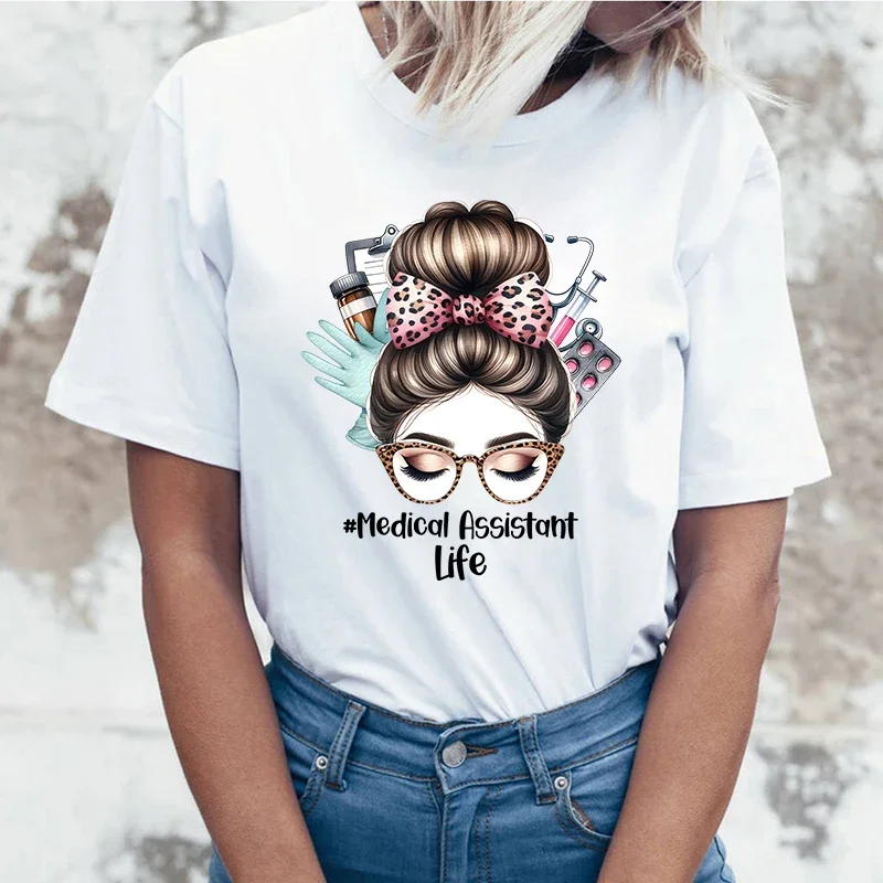 Fashion Medical Assistant Life Printed T-Shirts Retro Style Women Shirt Tee Medical Assistant Life Graphic T Shirt Female Tops