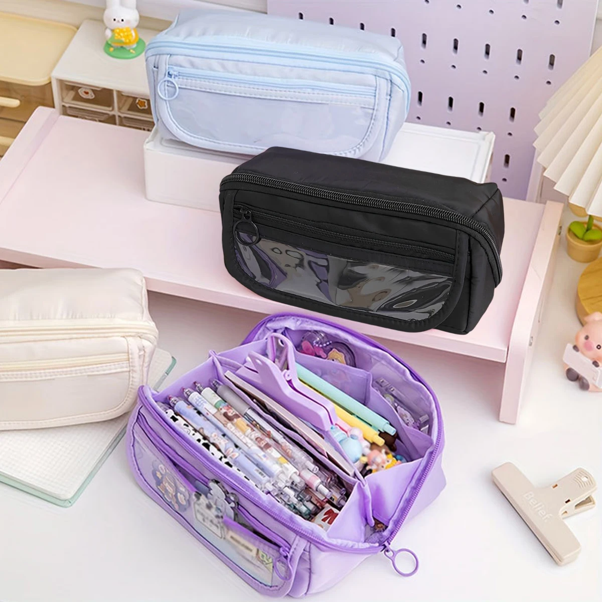 جديد سعة كبيرة 9-Layer القلم حقيبة بلون قماش مقلمة طالب القرطاسية كيس التخزين المحمولة صندوق رصاص المدرسة #3