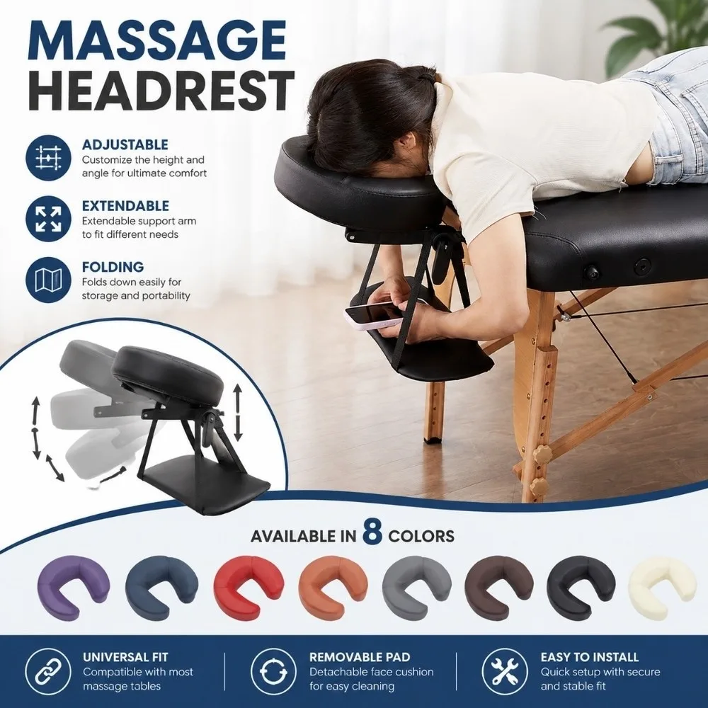 Comfort Adjustable Massage Headrest Folding Extendable Head Cradle Portable Removable Face Pillow Support Home