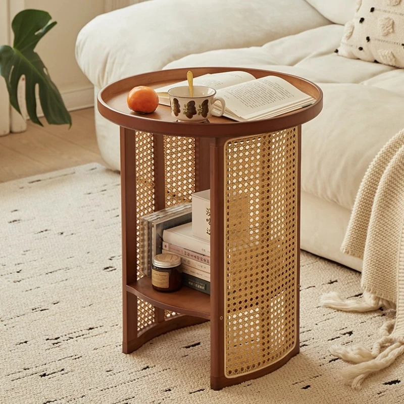 Rattan Weaving Bamboo Coffee Tables Living Room Tea Table Weaving Bedside Cabinet