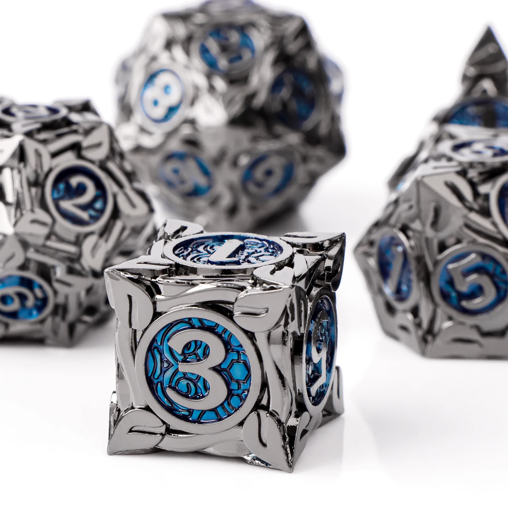

Metal RPG Dice Set for Dungeons And Dragons Dice DnD Polyhedral Blue Dice Set Role Playing Games D&D Dice Gifts For Him