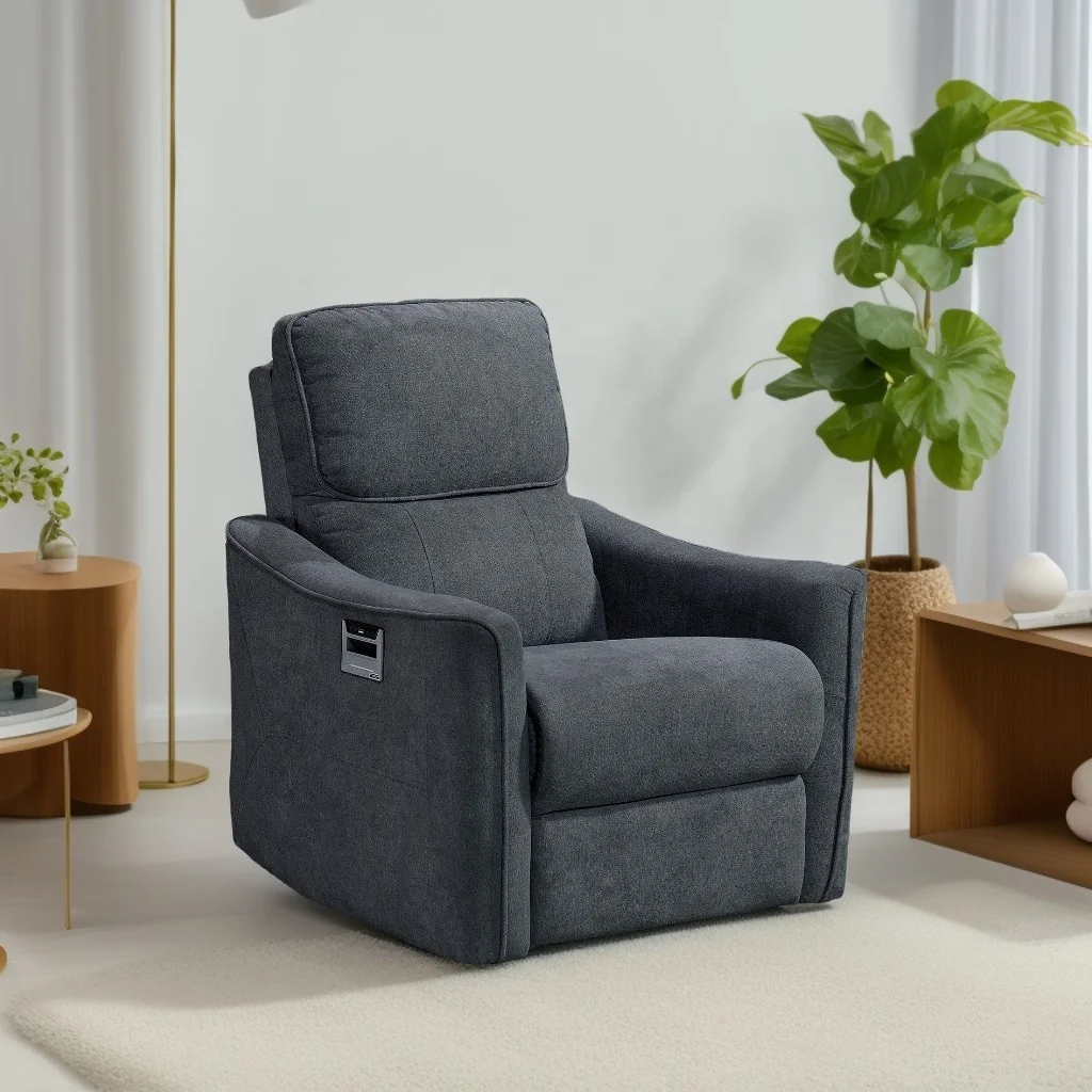 เก้าอี้ปรับเอนได้ไฟฟ้า sofa recliner พลังงานแบบทันสมัยพร้อมชาร์จไร้สายกรอบไม้หุ้มเบาะดีไซน์ทันสมัย