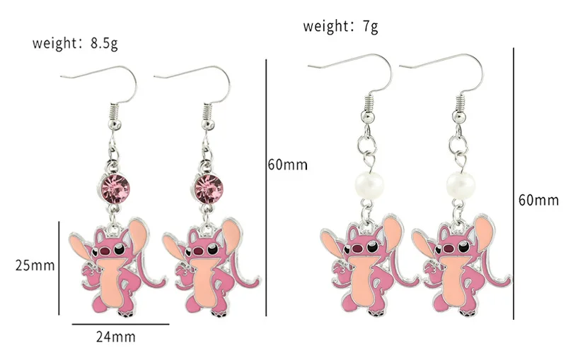 Disney Lilo & Stitch Dangle Earring Women Cartoon Anime Angle Stud Earring Inspired Girl Charm Jewelry Accessories Kid Xmas Gift