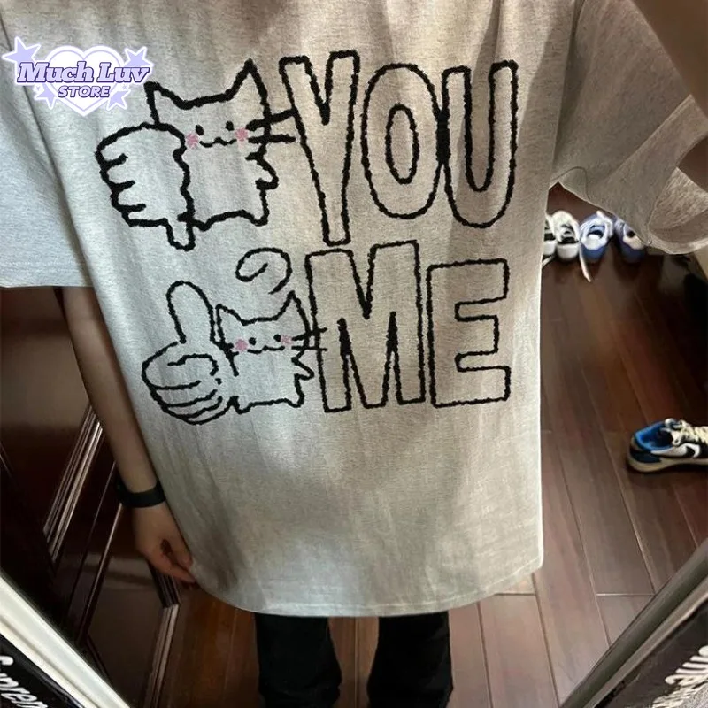 

Abstract and Funny Kitten Print 100% Cotton Graphic T-shirt Women's Clothing Summer Fashion Simple Casual Comfy Sleeve Top