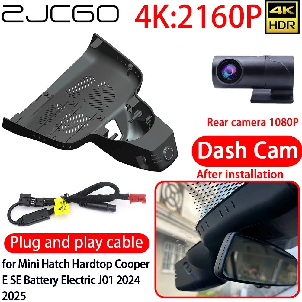 

ZJCGO 4K Car DVR Dash Cam Wifi Front Rear Camera 24h Monitor for Mini Hatch Hardtop Cooper E SE Battery Electric J01 2024 2025