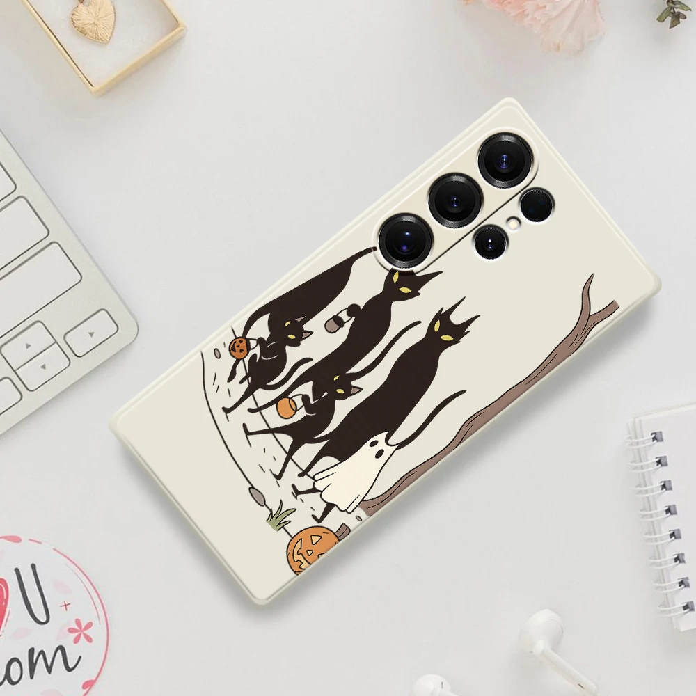 Black Cat Ghost Phone Case For Samsung Galaxy S21 S22 S23 S24 S25 Ultra Plus 5G S20 FE S10 Plus S21 FE S23FE S24FE Cases Funda