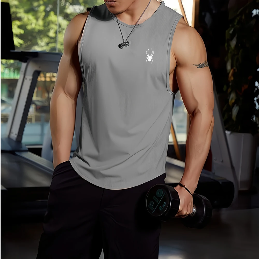 2024 Summer New Men\'s Casual Sleeveless T-shirt Men\'s Sportswear Tank Top can be worn inside a basic T-shirt for sportswear