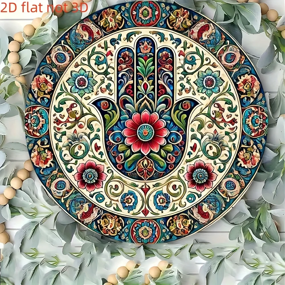 CIFBUY Vintage Aluminum Wall Art Waterproof Durable Boho Hamsa Hand Plaque for Living Room Cafe Home Bar Farmhouse Decor view 5