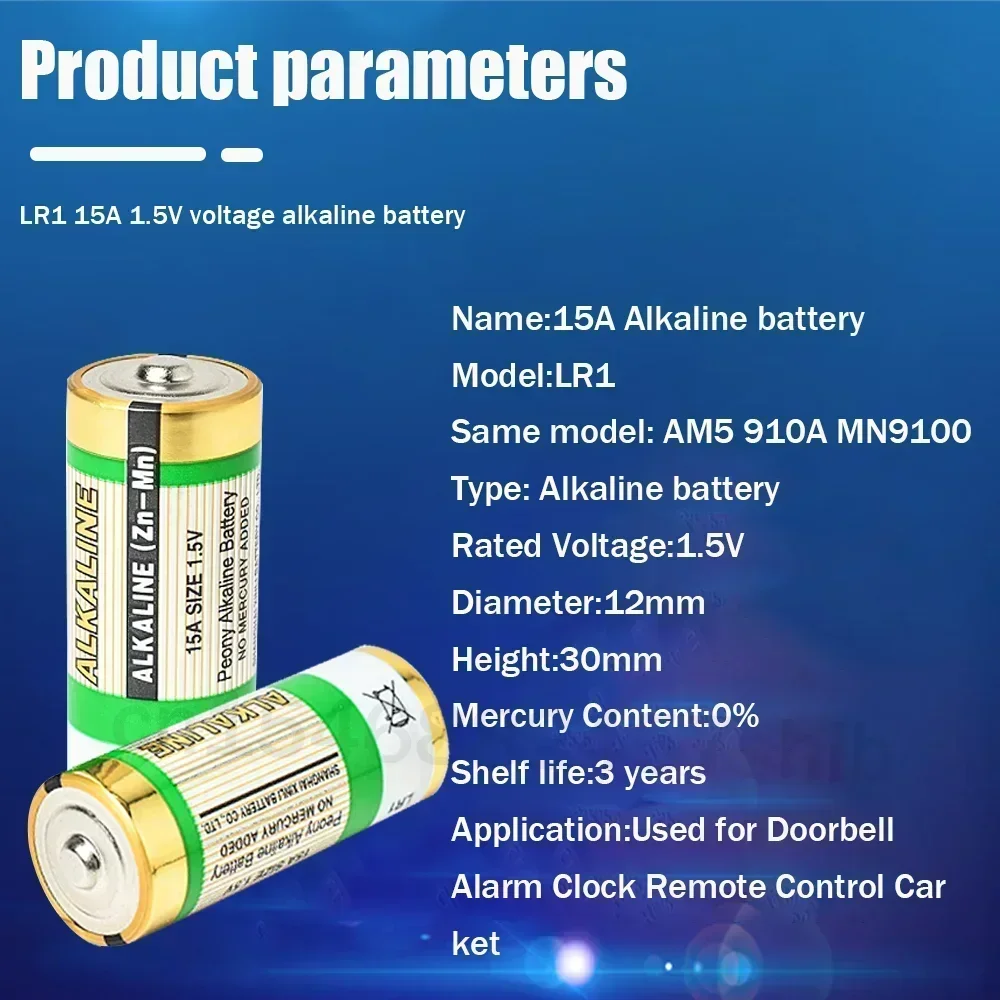 Batería de tamaño N de 1,5 V para timbre, Altavoz Bluetooth, juguete LR1 AM5 MN9100 E90, baterías alcalinas para Walkman, reproductor MP3, de larga duración