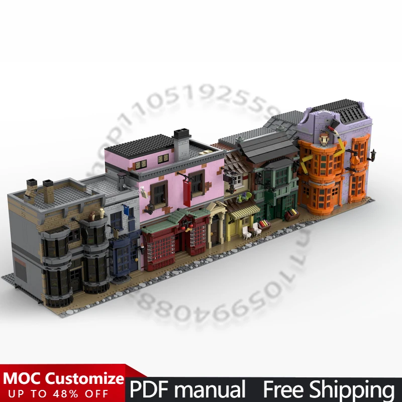 7455 PCS City Engineering Modular Diagon Alley MOC Customize Modular Building Block Creative Design DIY Boys Assembly Toy Gift