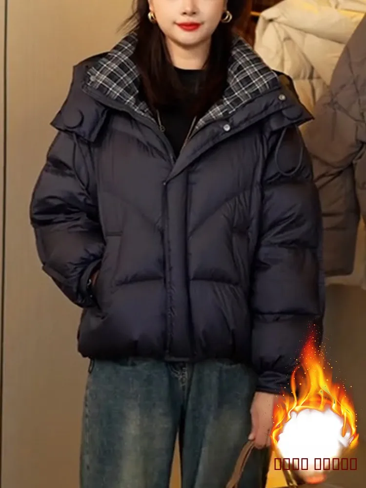 

Новая женская зимняя куртка-пуховик в корейском стиле, больших размеров, на флисовой подкладке, теплая, с длинными рукавами, из хлопка, в стиле Small Fragrance.