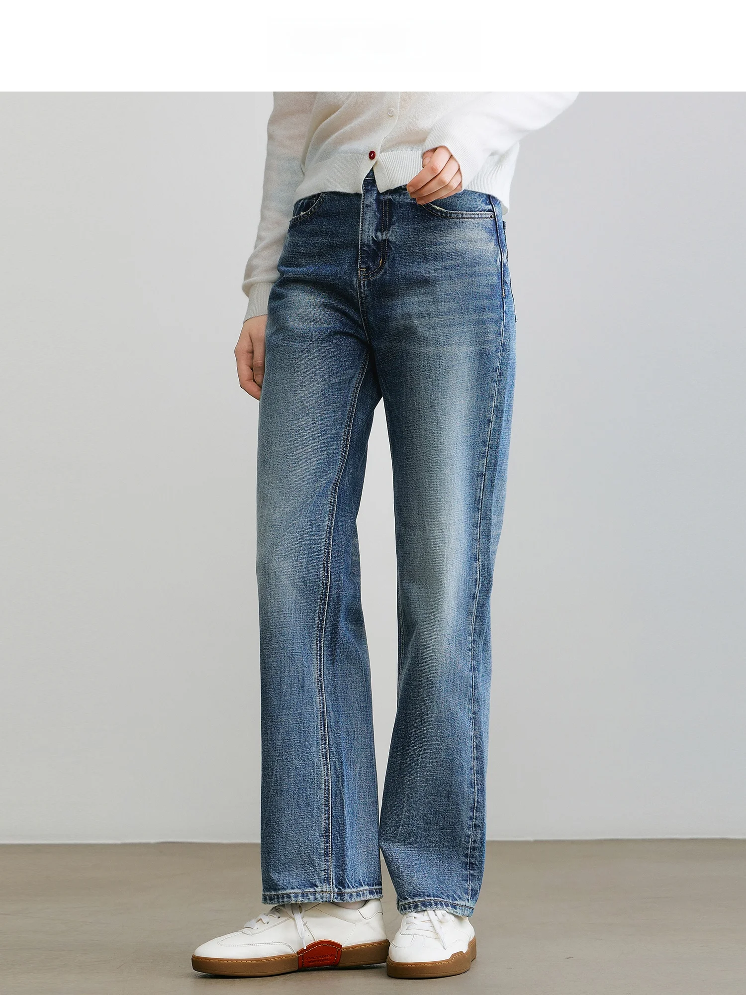 

Intellectual Women's Jeans Spring Autumn Casual Long Pants Slimming Leg Lengthening Straight Cut Cotton Natural Waist Button ...