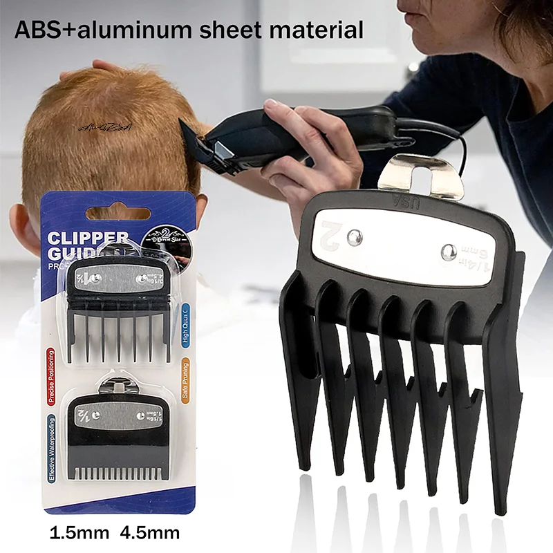 2Pcs Professional Hair Cutting Guide Combs Clipper Limit Combs Trimmer Styling Tools Attachments Compatible 1.5mm 4.5mm