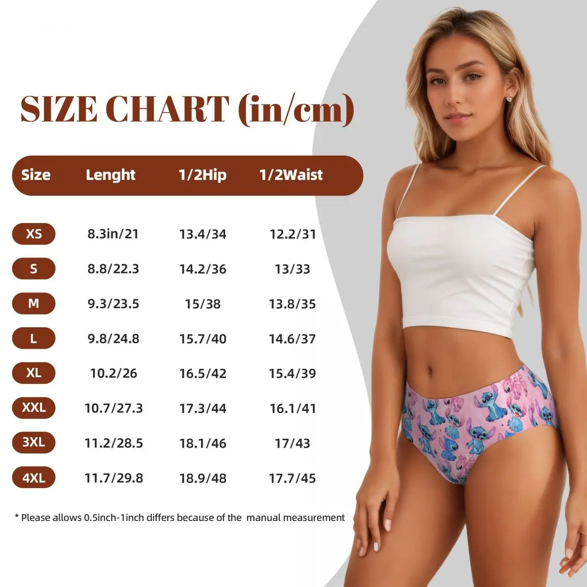 Custom Lilo And Stitch Pattern Brief Panties Women\'s Breathable Kawaii Underwear