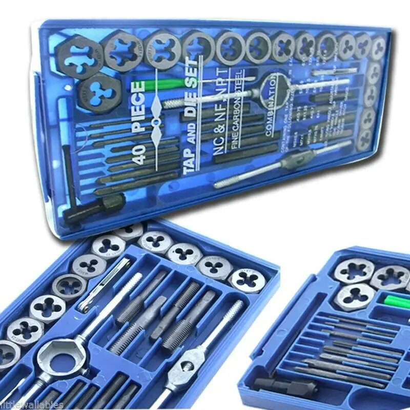 

40pc Metric MM Tap & Die Set Tapping Cutting & renew internal External Threads