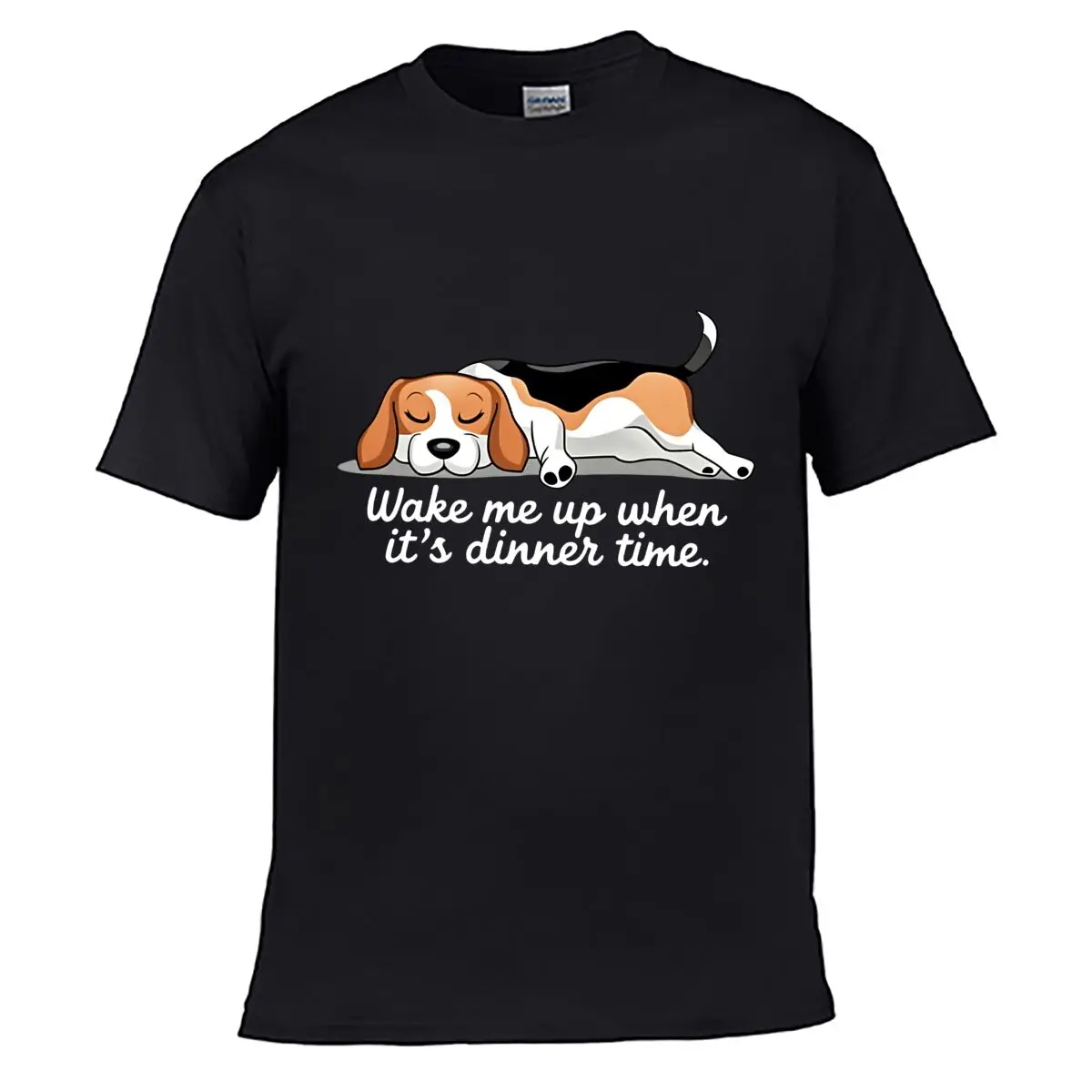 Funny Sleeping Beagle Dog Illustration Loose Vintage Distressed Washed Casual Tee