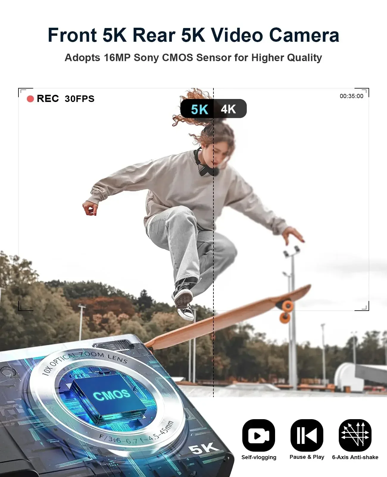 

Лидер продаж 2024, новая компактная портативная оптическая цифровая камера, видеокамера с оптическим зумом, видеокамера