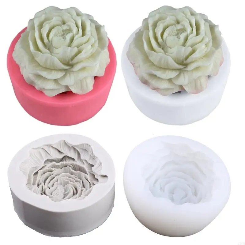 M76B 3D Peony Flower UV Crystal Epoxy Resin Mold Plaster Soap Silicone Mould DIY Crafts Home Decorations