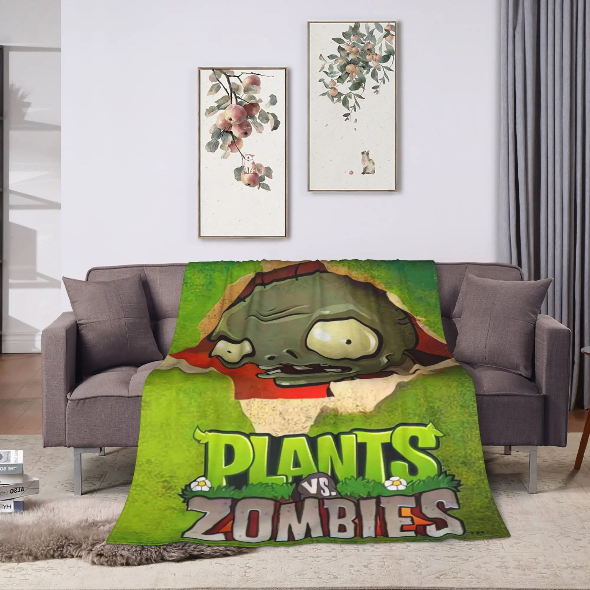 Plants vs Zombies Video Games Blankets  Camping Flannel Throw Blanket For Couch Bed Warm Soft Custom Quality Bedspread Gift