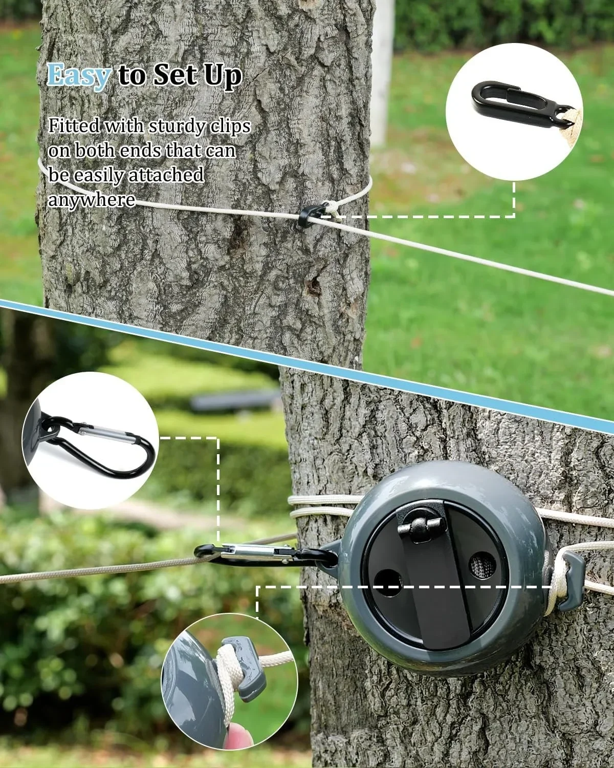 YANBIGUO Portable Travel Clothesline Cord,Adjustable 33ft Camping Clothes line,Laundry Drying Rope for Outdoor Hotel Trip,Cruise