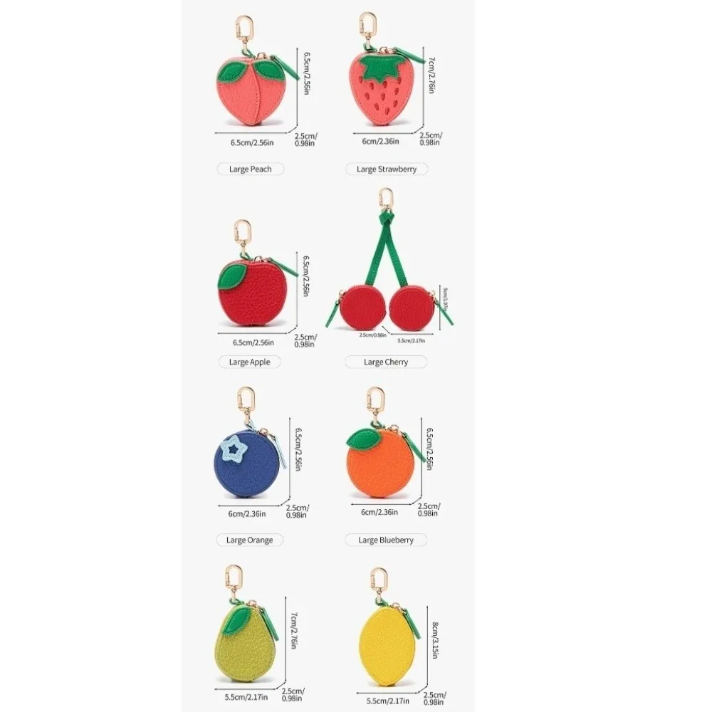 أزياء الكرز تصميم محفظة نسائية للعملات المعدنية سحر بو الجلود اليدوية البسيطة زيبر الحقيبة الفاكهة شكل المفاتيح الحقيبة حقيبة الظهر الديكور #4