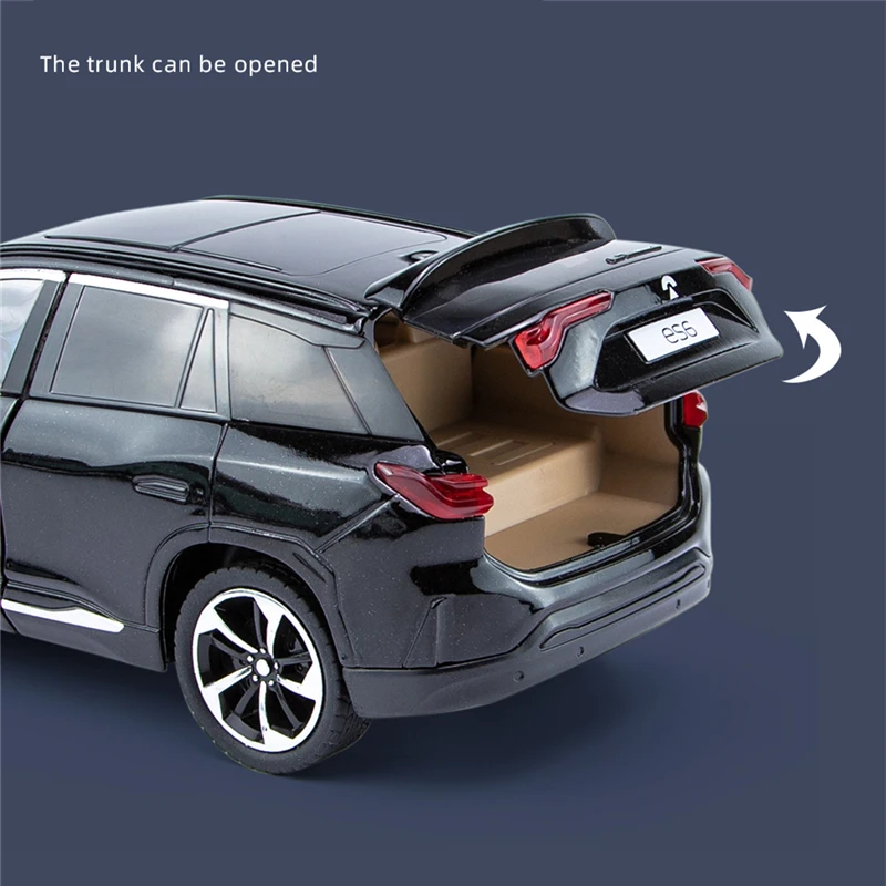 1:24 Nio ES6อัลลอยด์โมเดลรถยนต์พลังงานใหม่ของเล่นยานพาหนะไฟฟ้าโลหะของเล่นจำลองโมเดลรถยนต์ของขวัญแสงและเสียง