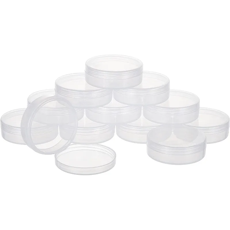 20Pack PP Okrągłe pojemniki do przechowywania koralików Cylinder Pojemniki na koraliki Przezroczyste pudełko do przechowywania Organizer 2x0,7 cala z zakręcanymi pokrywkami na oko