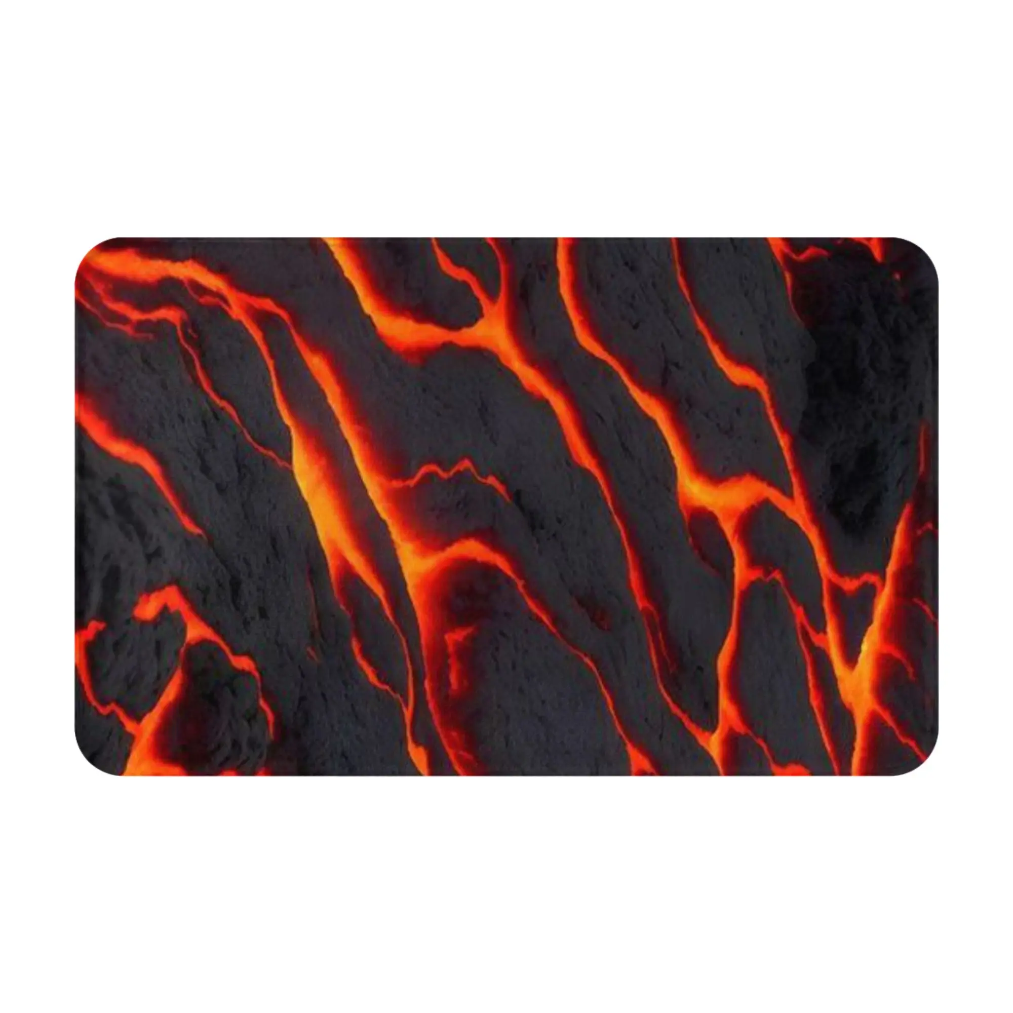 Lava Crack Fiery Red Orange Texture Doormat Bedroom Kitchen Mat  Absorbent Home Decoration