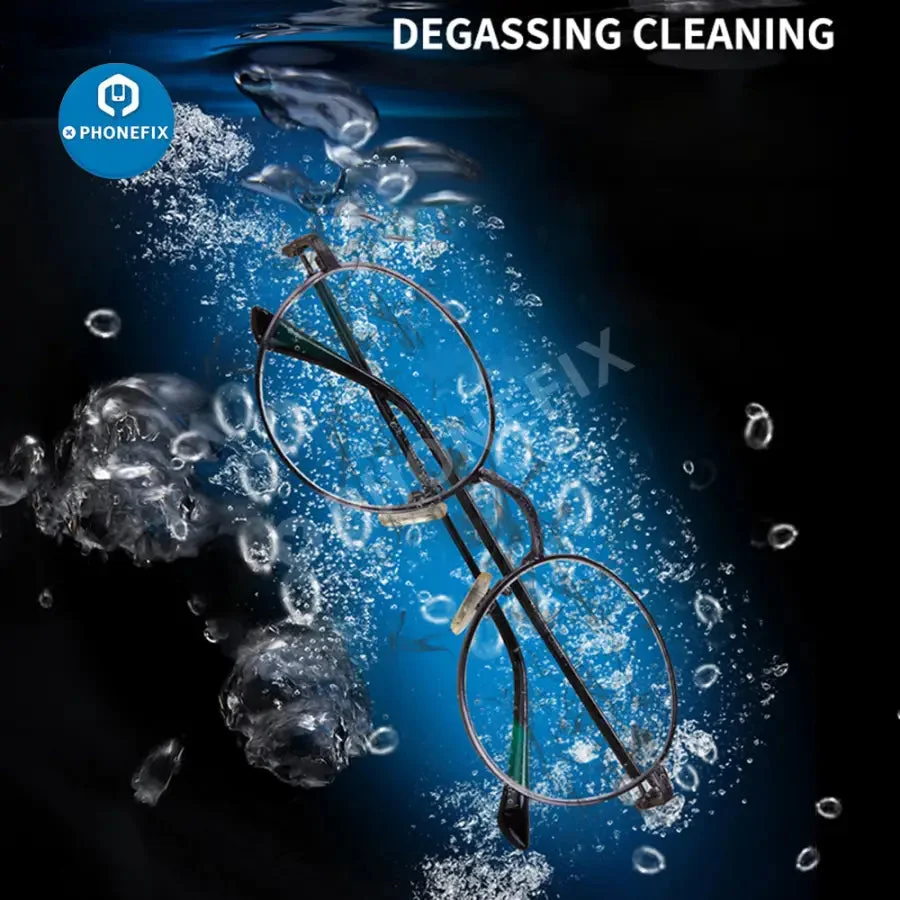 ميكانيكي iClean-E08B منظف بالموجات فوق الصوتية 360 °   تنظيف 40 كيلو هرتز 0.8 لتر لساعة الكاميرا الزجاجية لعدسة الهاتف أداة إصلاح نظيفة