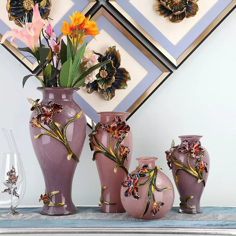 Enamel colored glass atmospheric vase living room bedroom desk home entrance decoration ornament