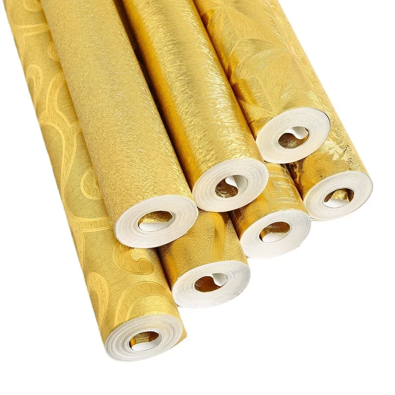 Luxury Gold Wallpaper Relief Damask gold foil Wallpaper for Bedroom Living Room Hotel Background KTV Ceiling Golden Wallcovering