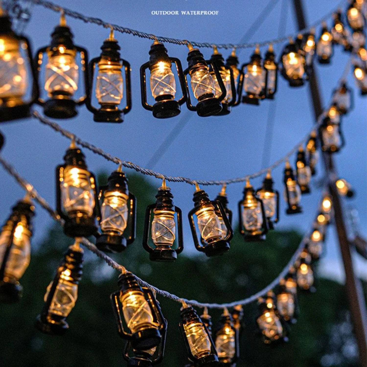 

New Retro Vintage Waterproof Battery Powered LED Kerosene String Lights - 1.5M/3M Fairy Lamp String Lights Garland - Ideal for O